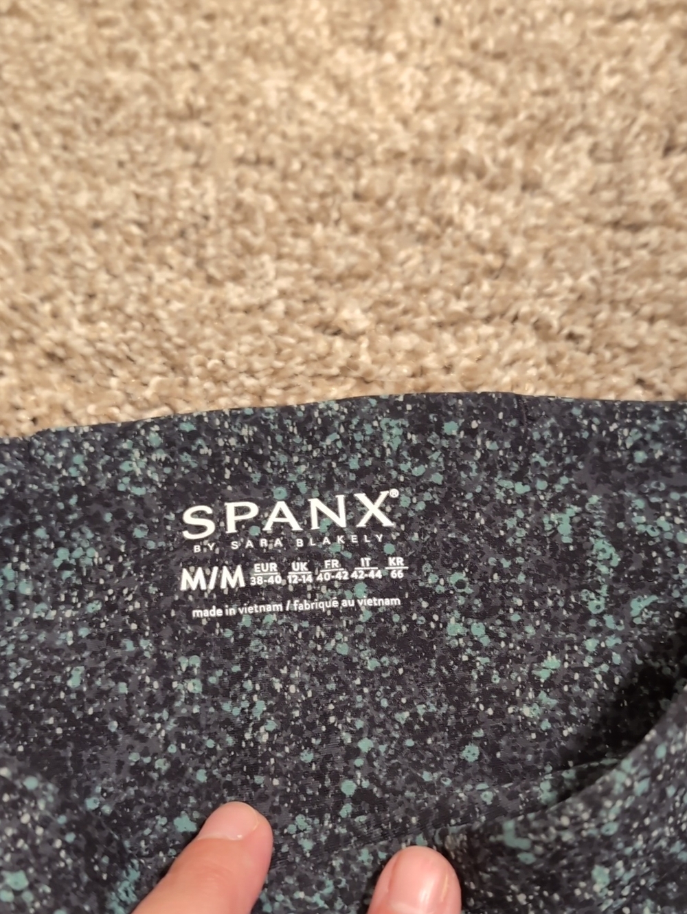 SPANX Black with Teal Speckle Performance Leggings
